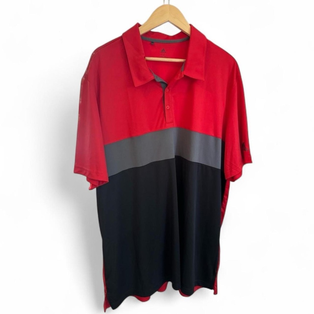 Adidas Men’s Polo Shirt 3XL Red Gray Black Colorblock NWOT - Picture 3 of 6